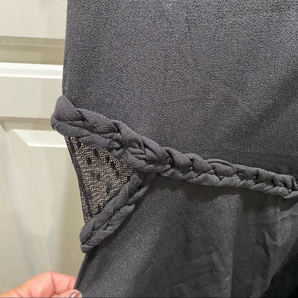 For Love & Lemons Black Mini Dress with Mesh Cutouts and Braided Waist Size SM - Picture 2 of 6